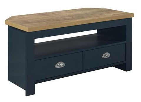 Highgate Corner TV Unit - Navy & Oak