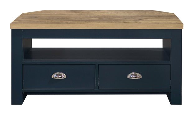 Highgate Corner TV Unit - Navy & Oak