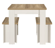 Highgate Dining Table & Bench Set - Cream & Oak