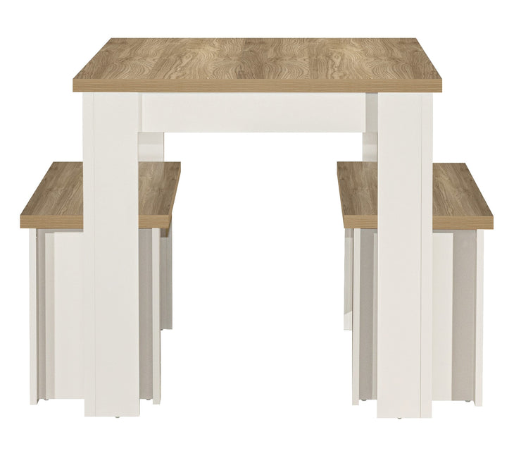 Highgate Dining Table & Bench Set - Cream & Oak