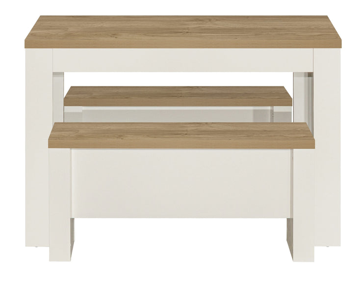 Highgate Dining Table & Bench Set - Cream & Oak