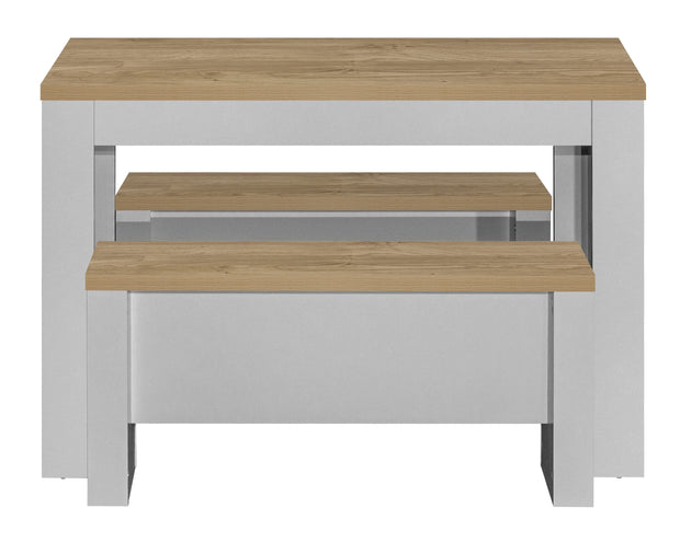 Highgate Dining Table & Bench Set - Grey & Oak