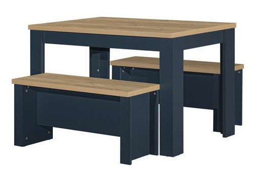 Highgate Dining Table & Bench Set - Navy & Oak