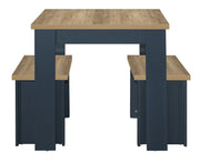 Highgate Dining Table & Bench Set - Navy & Oak