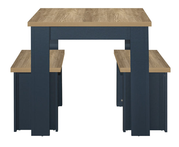 Highgate Dining Table & Bench Set - Navy & Oak