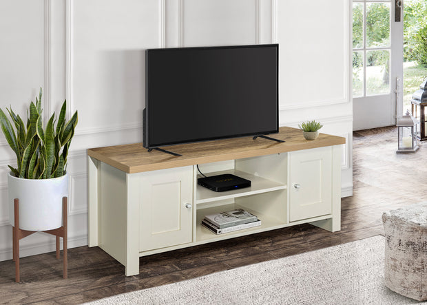 Highgate Large TV Unit - Cream & Oak