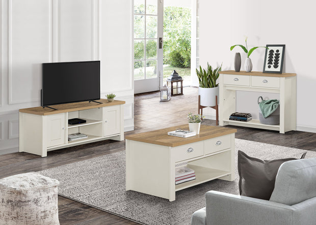 Highgate Large TV Unit - Cream & Oak