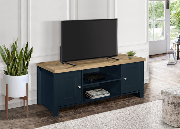 Highgate Large TV Unit - Navy & Oak