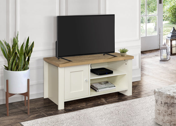 Highgate Small TV Unit - Cream & Oak