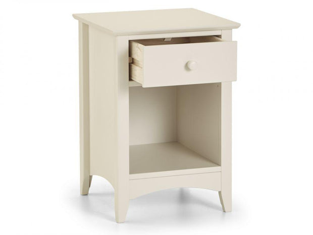 Cameo 1 Drawer Bedside Table - Stone White