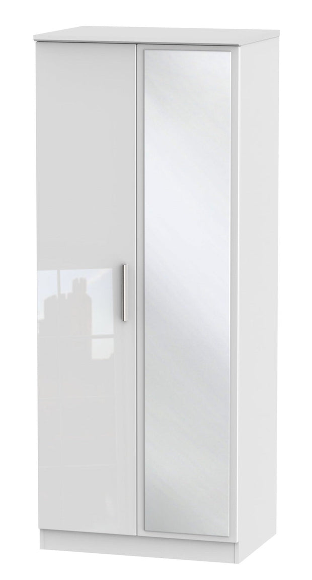 Knightsbridge 2ft 6in Plain Tall Mirror Wardrobe