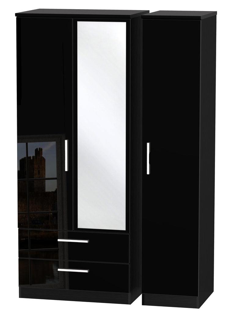 Knightsbridge Triple 2 Drawer Mirror Wardrobe