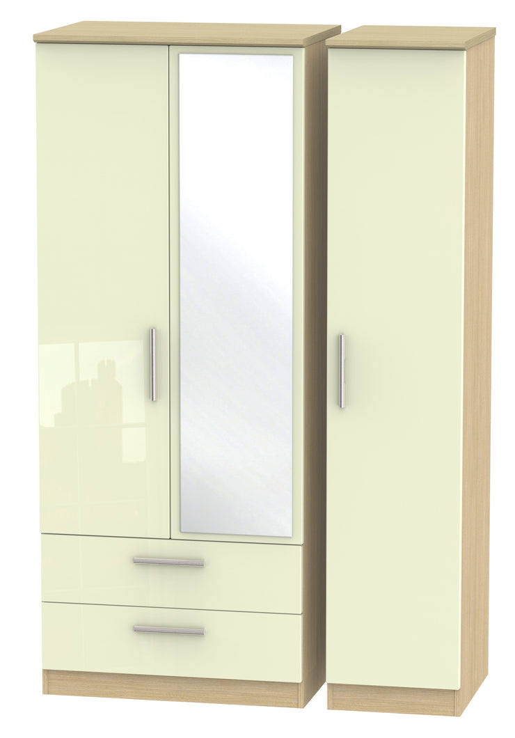 Knightsbridge Triple 2 Drawer Mirror Wardrobe