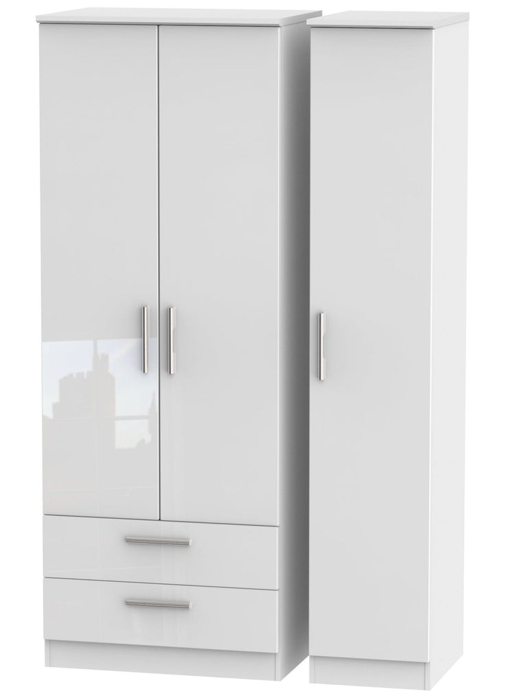 Knightsbridge 3 Door Tall Wardrobe With 2 Drawers
