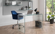 Kahlo Velvet Swivel Office Chair - Blue & Chrome