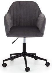 Kahlo Velvet Swivel Office Chair - Grey & Black