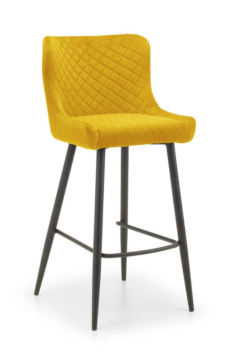 Luxe Velvet Bar Stool - Mustard