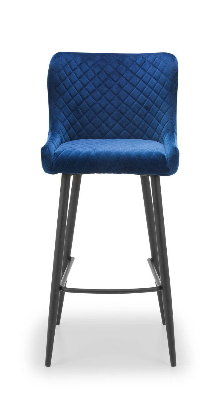 Luxe Velvet Bar Stool - Blue