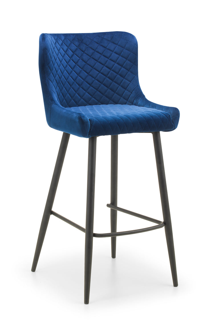 Luxe Velvet Bar Stool - Blue