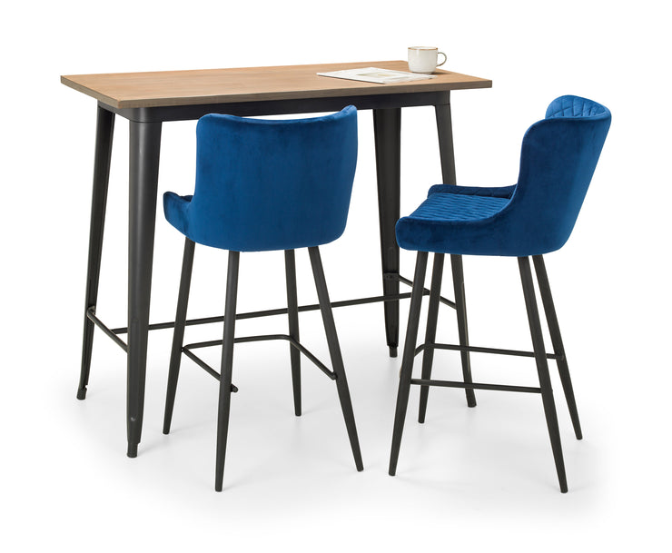 Luxe Velvet Bar Stool - Blue