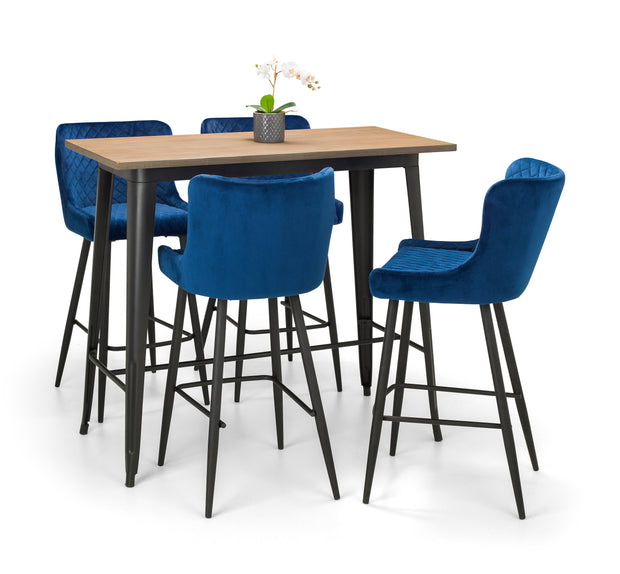 Luxe Velvet Bar Stool - Blue