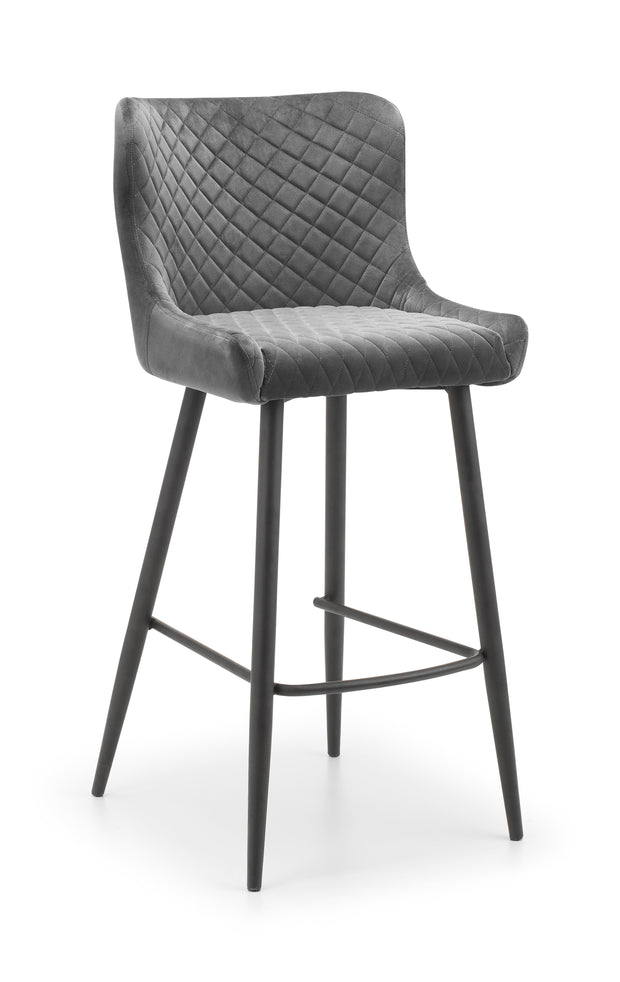 Luxe Velvet Bar Stool - Grey