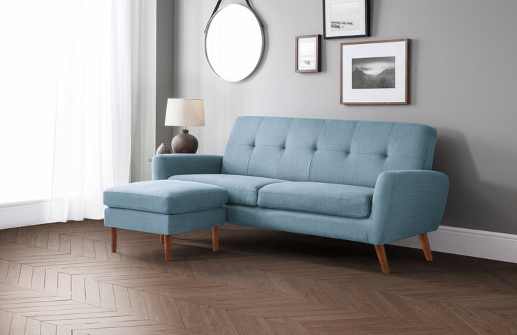 Monza Ottoman - Blue Linen