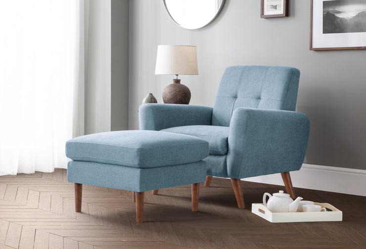 Monza Ottoman - Blue Linen