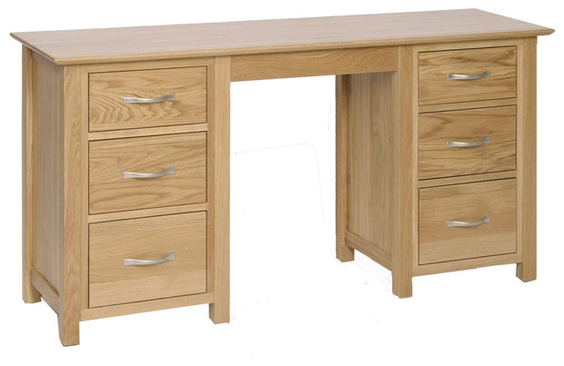 New Oak Double Pedestal Dressing Table