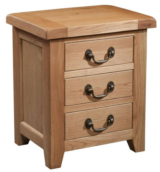 Somerset Oak 3 Drawer Bedside Table