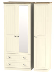 Vienna Triple 2 Drawer Mirror Wardrobe