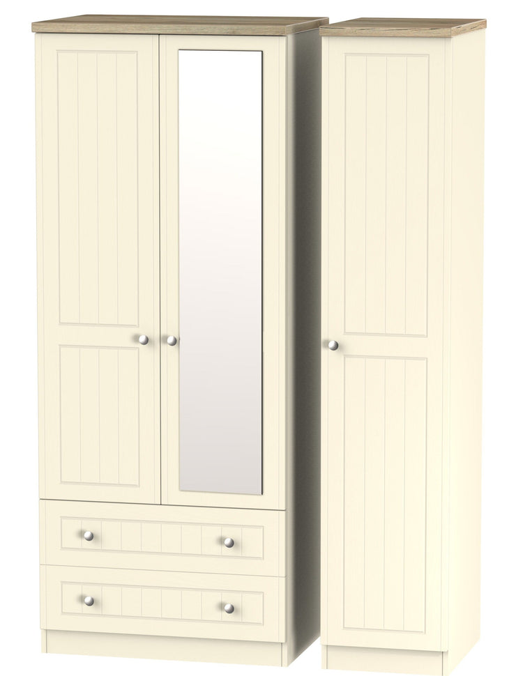 Vienna Triple 2 Drawer Mirror Wardrobe