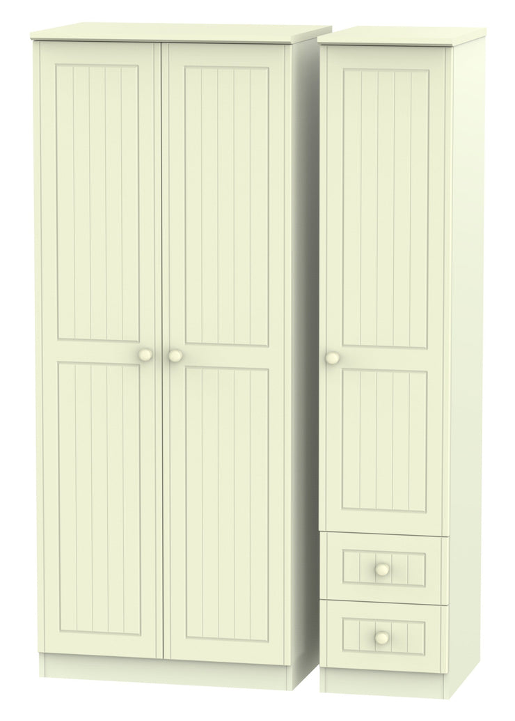 Warwick 3 Door 2 Right Drawer Plain Wardrobe