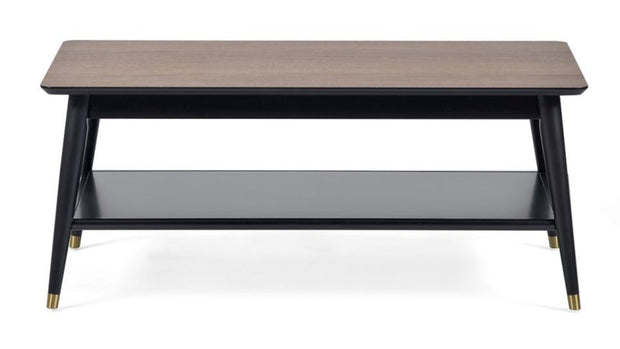 Findlay Coffee Table with Shelf - Walnut & Black