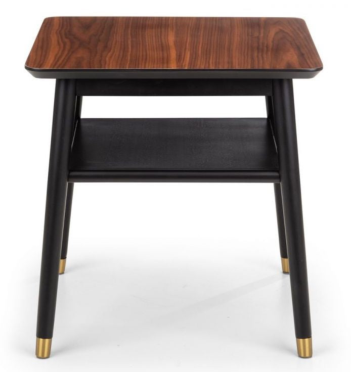 Findlay Lamp Table with Shelf - Walnut & Black