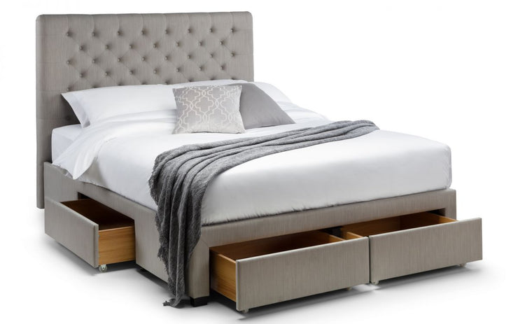 Wilton Deep Buttoned 4 Drawer Bed - Grey