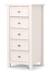Maine 5 Drawer Tall Chest Of Drawers - Surf White