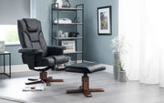 Malmo Recliner & Footstool - Faux Leather