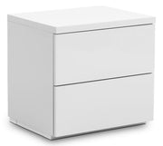 Monaco 2 Drawer Bedside Table - White High Gloss