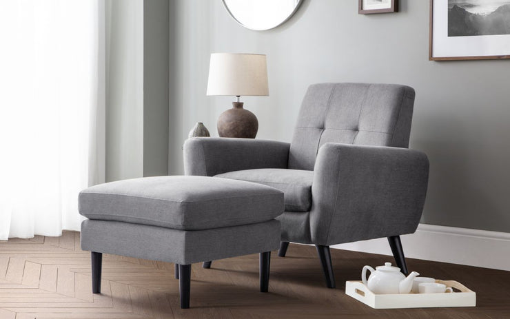 Monza Ottoman - Mid-Grey Linen